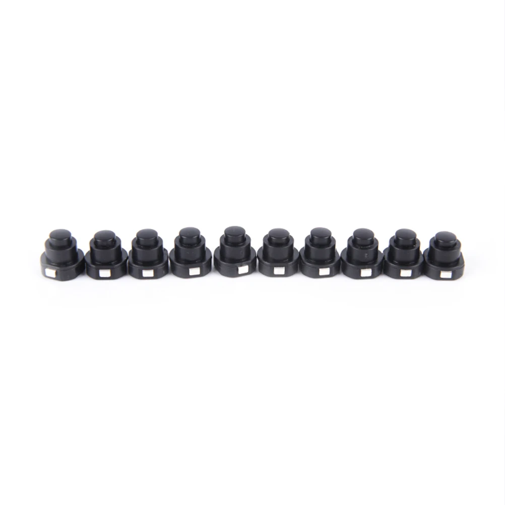 Flashlight Torch Part Round Push Button Switch Black 10mm x 10mm (D*H) 10PCS