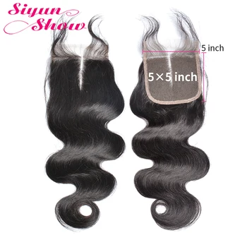 

Siyun Show 10A Grade Brazilian Body Wave 5x5 Lace Closure With Baby Hair Pre Plucked Can Be Made Into 5x5 Lace Closure Wig