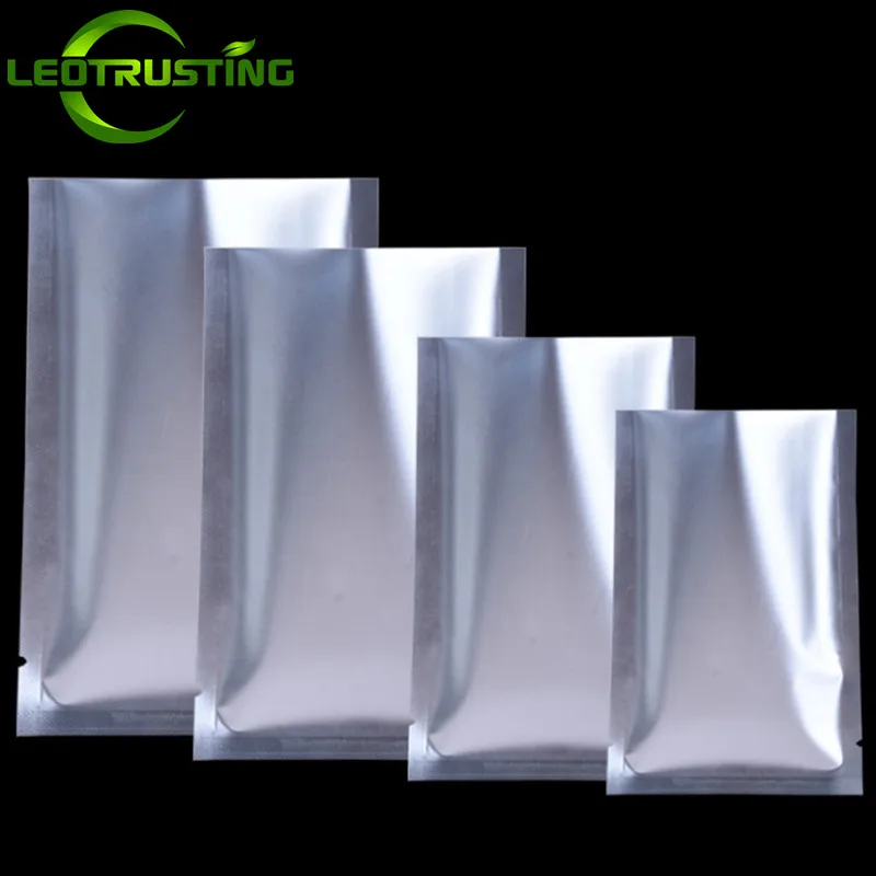 100pcs Small Matte Silver Open Top Aluminum Foil Bag Heat Sealing Food Herbal Liquid Ground Coffee Powder Storage Pouches