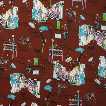 

1 yard Polyester/PVC coated Waterproof Fabric for bag, Beautify lady on Chocolate background (width=140cm)