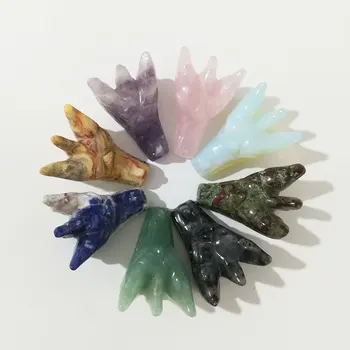 

wholesale Clear Quartz Skull Natural Crystal Dragon Head Skulls Statuette Reiki Healing Stone For Home Decor Feng Shui Gift