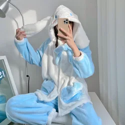 Sleepwear Lounge Pajama Set Autumn and Winter Cute Cartoon Soft Flannel Home Set Two Piece Set Lounge