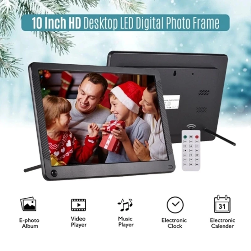 P101 10 дюймов светодиодный цифровая фоторамка ips настольные электронные альбом 1280x800 HD поддерживает видео/аудио/фото плеер/Будильник/Cloc