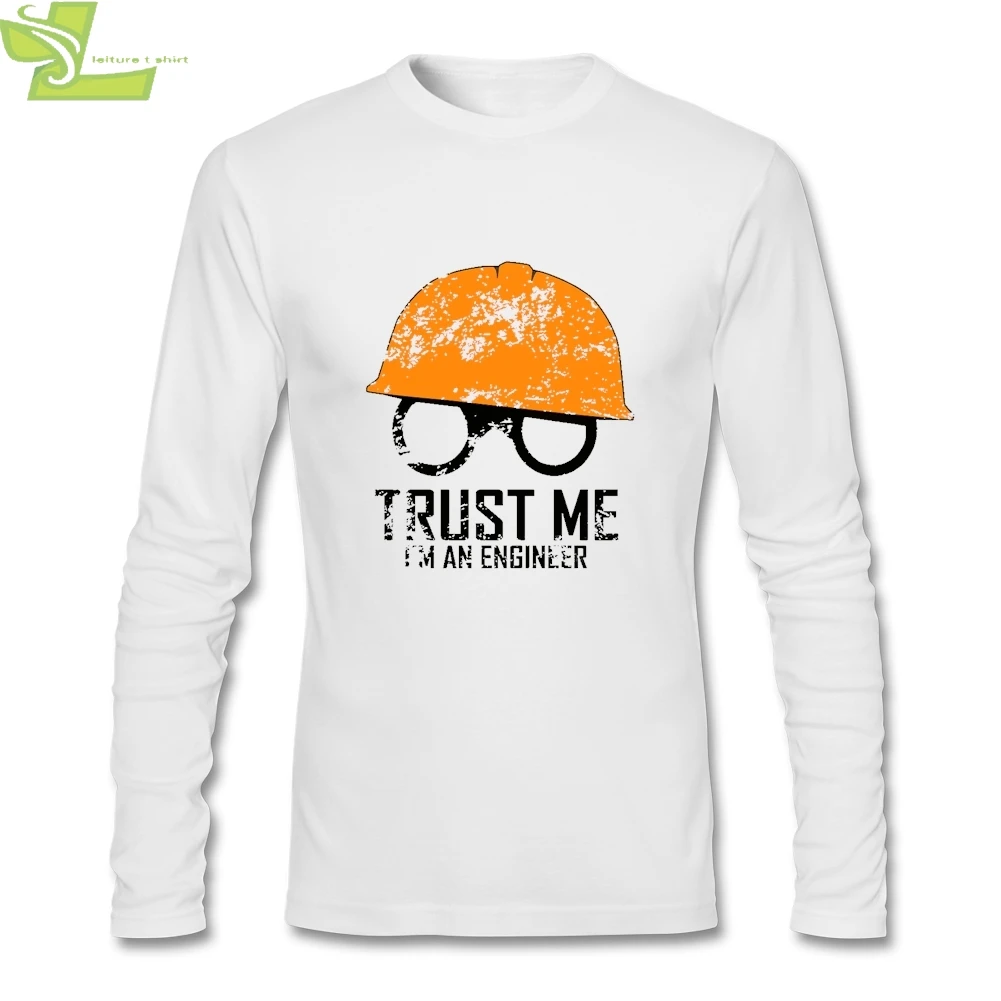 Men T-shirt Long Sleeve O-neck Cotton TRUST ME i am an engineer Top Designed T-shirts Boy | Мужская одежда
