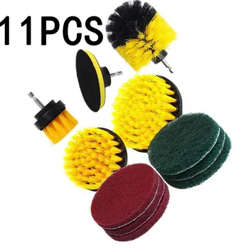 

11x Multi-function Drill Cleaning Brush Scrubbing Pads Set For Car Tire Cleaner
