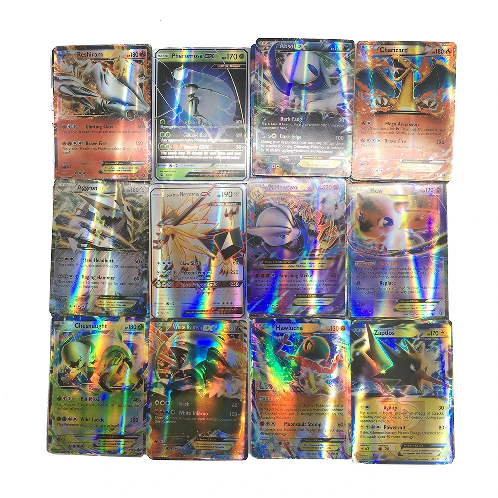 Takara Tomy Pokemon 100PCS GX EX  Flash Card   Sword Shield Sun Moon Card Collectible Gift Children Toy