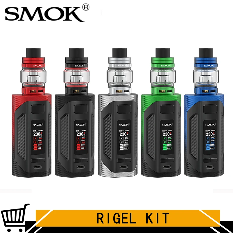 SMOK RIGEL-Kit de vapeo Pod Original, 230W, 6,5 ml, TFV9, tanque Dual, V9, bobina, 0.15Ω, cigarrillo electrónico