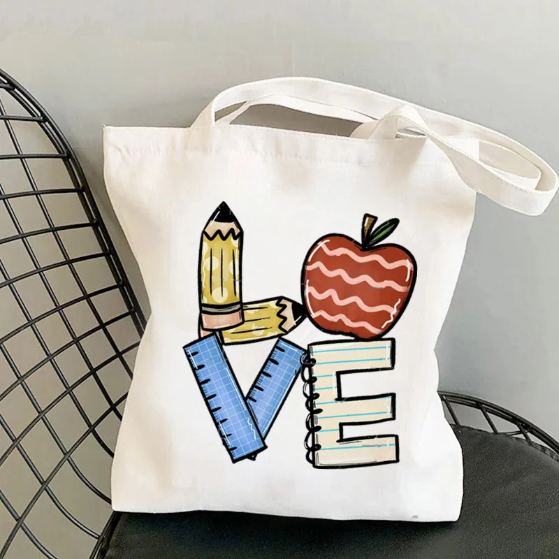 

Shopping Canvas Bag Love Rainbow Letter Printing Economic Reuse Recycle Eco Environmental Protection Tote Bag Cartoon Anime Bags
