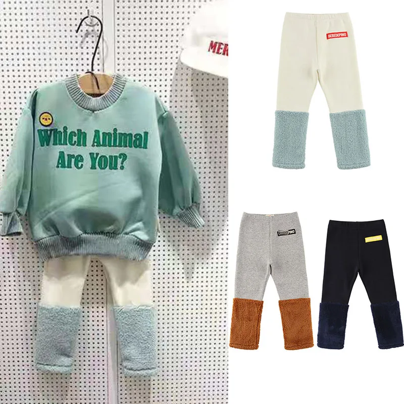 Comprar 2019 invierno pantalones para niños desplumados marca coreana Bebe De Pi ** pantalones lindos para bebés y niñas pantalones ajustados De moda para niños pequeños