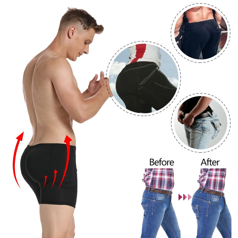 Boxer rembourré pour homme, sous-vêtement rehausseur de fesses saillantes,  culotte de contrôle du corps - AliExpress