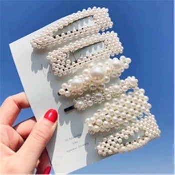 

Korea Imitated Pearl Beads Hair Clips for Women Fashion Hair Pin Barrette Set HairPins Girl Hair Accessories handmade Braiders