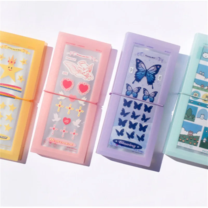 젤리 순수 컬러 30 Pcs PP 시트 사진 부스 앨범 2x6 인치 사진 스트립 스티커 북마크 컬렉션 도서 앨범