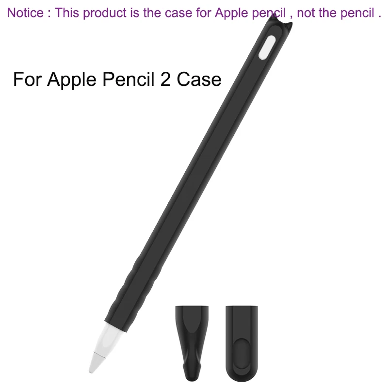 Black Цветной совместимый чехол для Apple Pencil 2 Чехол совместимый для iPad Tablet стилус защитный рукав Мягкий силиконовый чехол - Цвета: Black