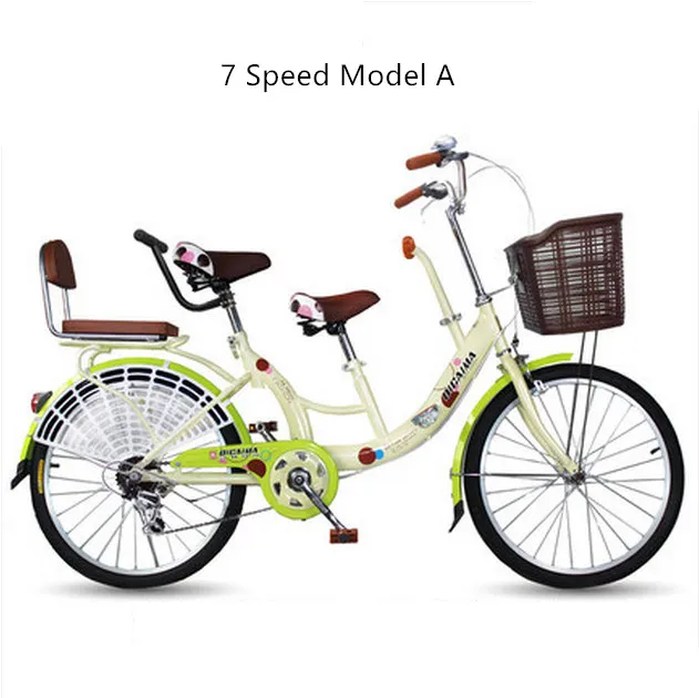 US $389.66 New Brand 22 Inch Aluminum Wheel Carbon Steel Mother And Children Double Seat 7 Speed Womens Bike City Lady Bicicleta Bicycle