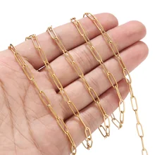 1 метр 4 мм ширина нержавеющей стали золотой тон Круг D Звено Якорной цепочки для женщин изготовление браслета ожерелья