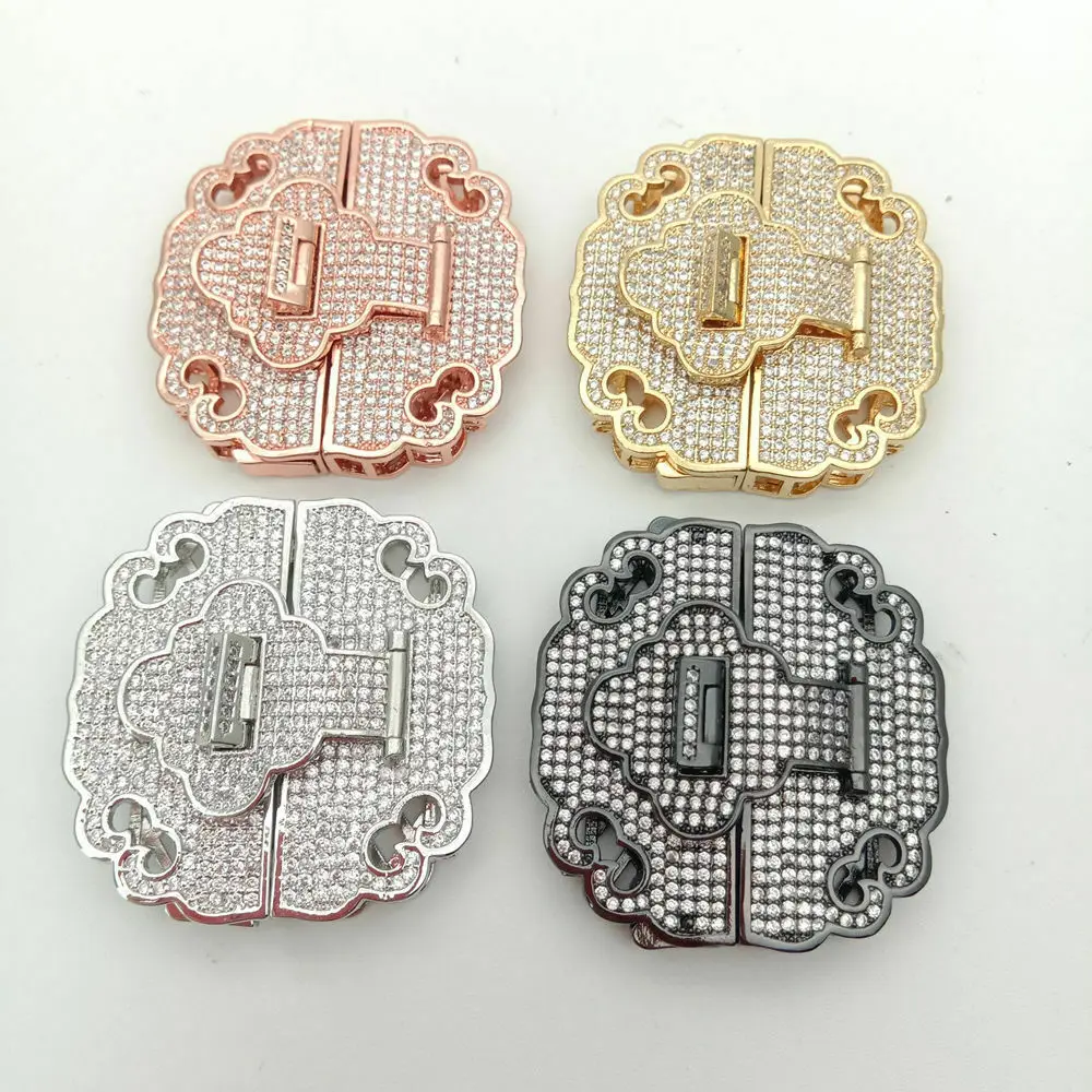 

7row golden plated CZ Rhinestone micro pave vintage clasp