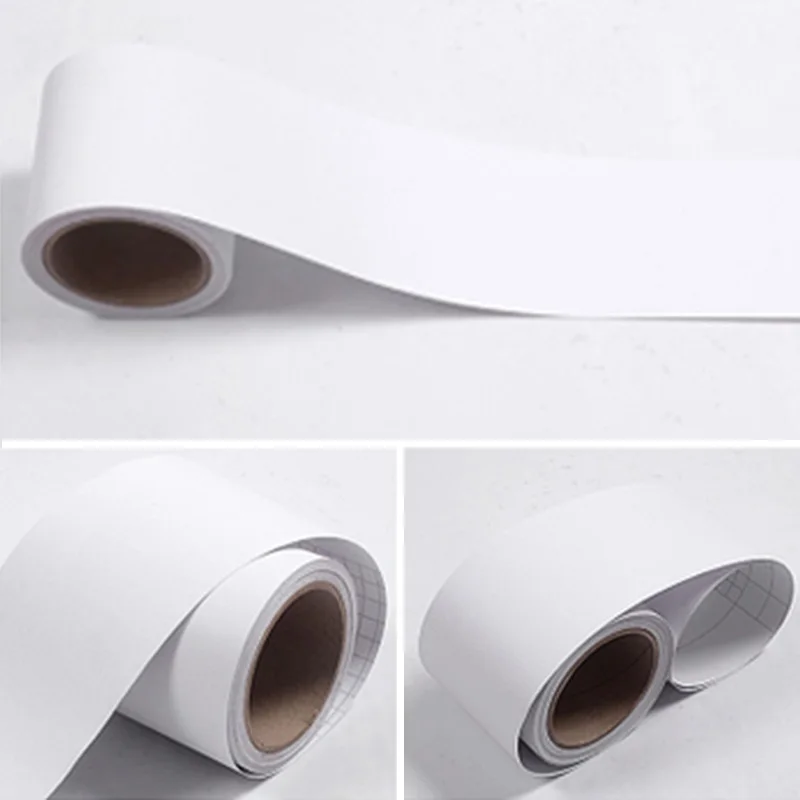 Matte White Новые однотонные обои самоклеющиеся двери окна границы наклейки ПВХ винил водонепроницаемый настенный Декор матовая пленка линия талии стикер - Цвет: Matte White