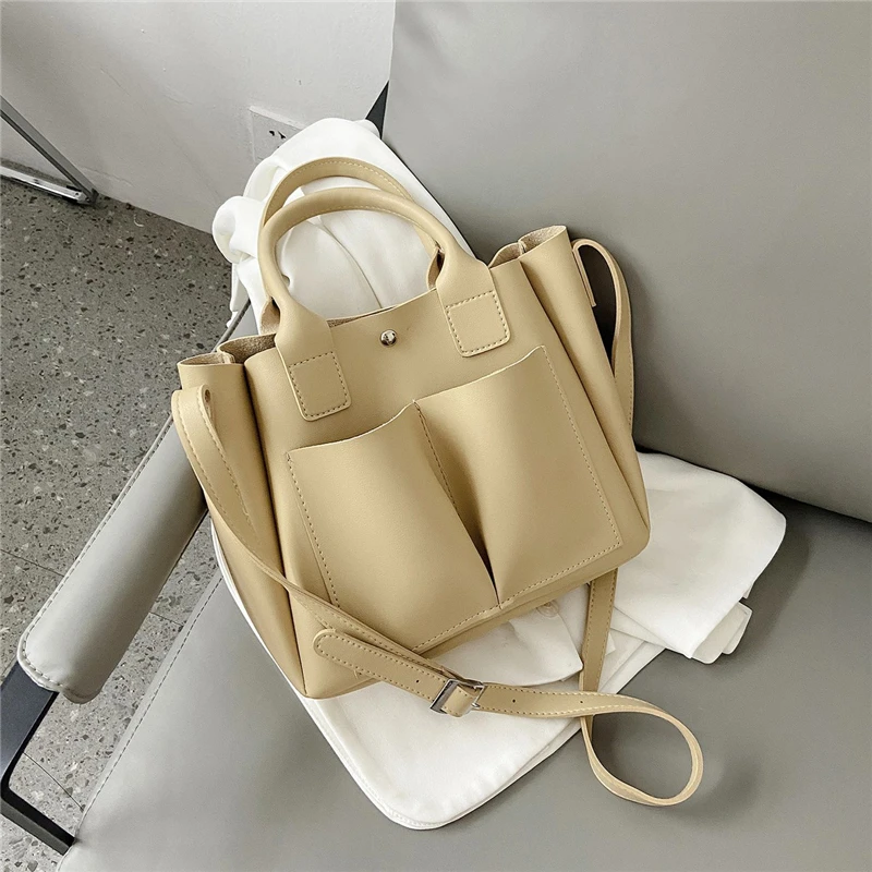 

Burminsa Korean Style 2 Sets Handbags For Women Large Capacity Ladies Work Shoulder Bags High Quality Soft Crossbody Bags 2020