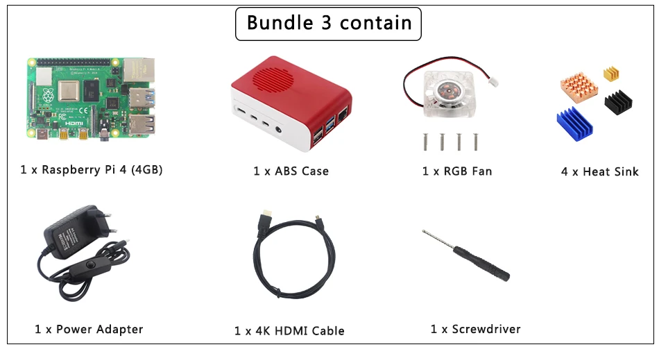 UK Raspberry Pi 4 Модель B комплект+ ABS чехол+ светодиодный светильник вентилятор+ питание+ Micro HDMI+ радиатор дополнительно 64 32 Гб SD карта | ридер