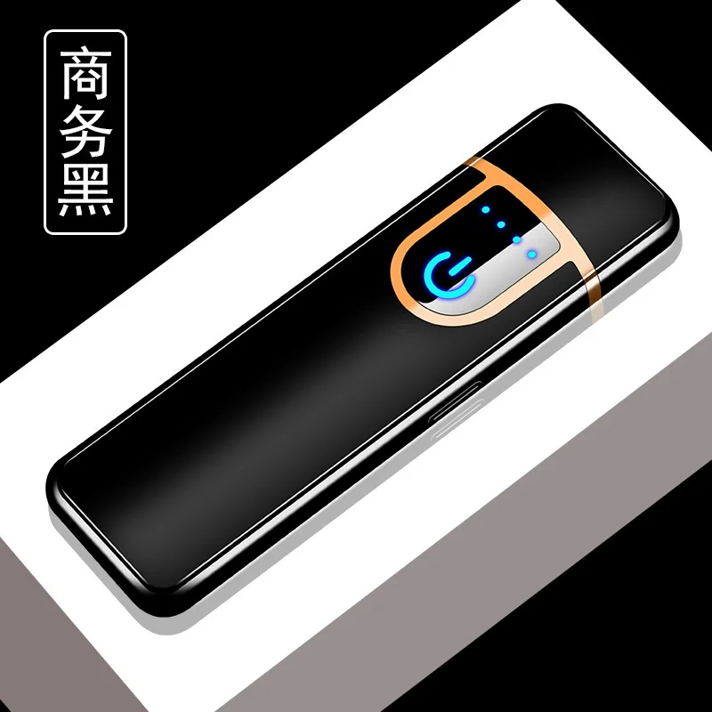 Новая Металлическая USB Зажигалка Мини сенсорные электрические зажигалки для сигарет ветрозащитная электронная перезаряжаемая Зажигалка гаджеты для мужчин - Цвет: black