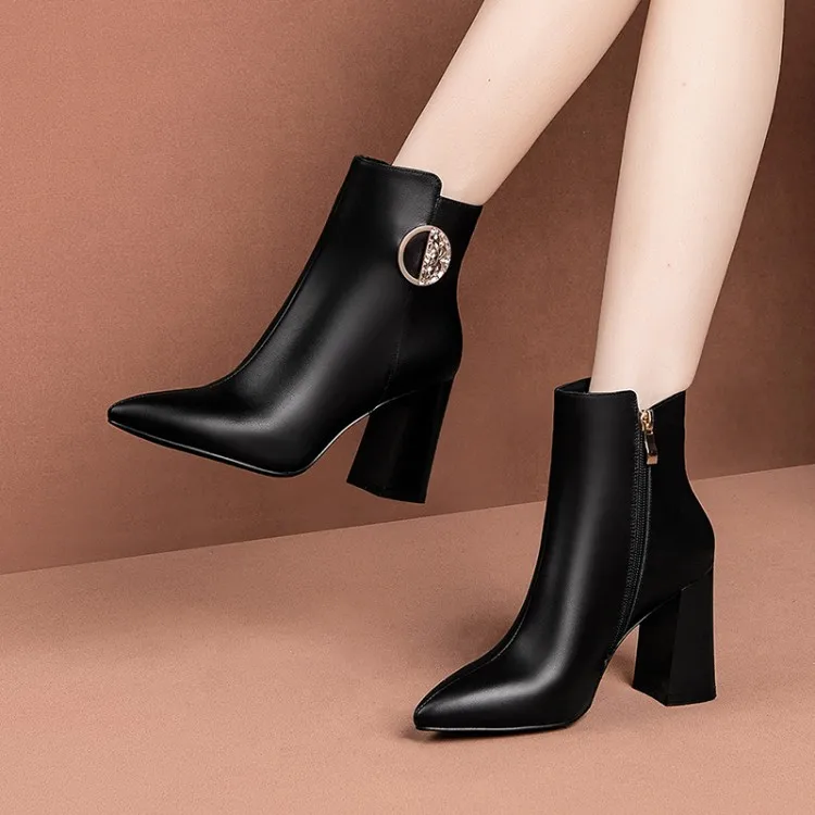 

Tanariya New Arrival Shoes woman Boots women Autumn/winter 2019 women's thick heel leather boots
