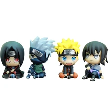 

4Pcs/set Anime Naruto Figure Uzumaki Naruto Kakashi Uchiha Sasuke Itachi Cute Toys Q Figurals nendoroid Car decoration Model