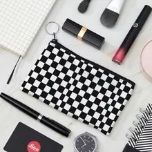 New Style Fashion Men's And Women's Funny Checkerboard Coin Purse Lady Wallet Lipstick Air Cushion With A Zipper Canvas Bag