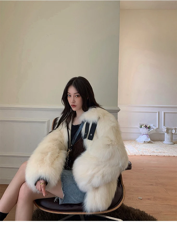 Two sides wearing autumn and winter imported fox fur grass coat female Korean Streetwear real fox fur coat New