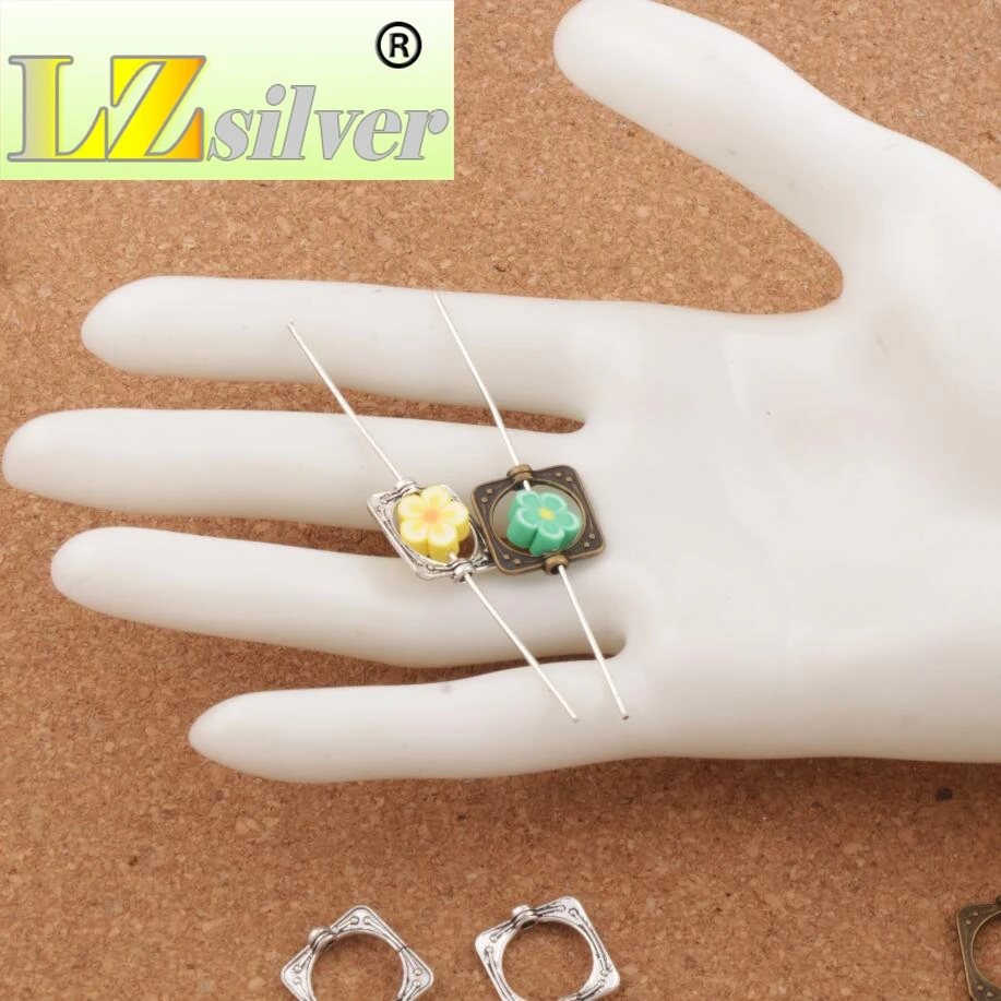 Square Bead Frame Charm Beads 14x15.35mm 300PCS zinc alloy Bronze Pendants Jewelry DIY L764