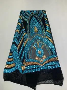 

2020 High stretch design sequined embroidery mesh lace fabric large party dress African gold lace Guipure mesh material YYZ78
