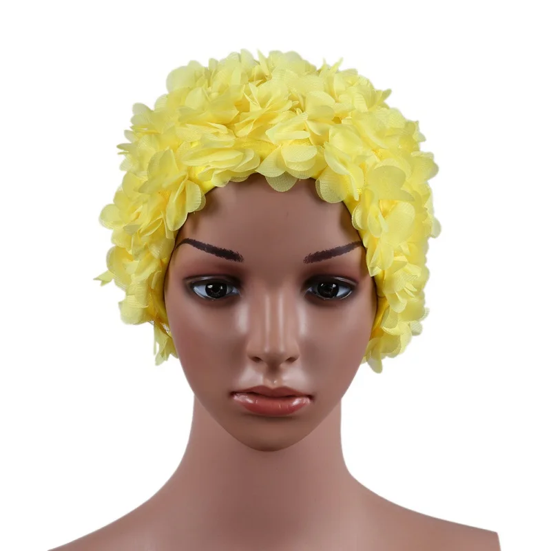 Women Flowers Swimming Caps Three-dimensional Flower Petals Design Bath Female Cap Ladies Swim Cap for Long Hair 5
