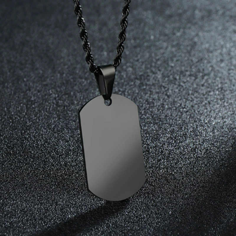 Letdiffery Customized Engrave Photo Text Logol Square Pendant Necklace Stainless Steel For Women Men Family Jewelry Gifts