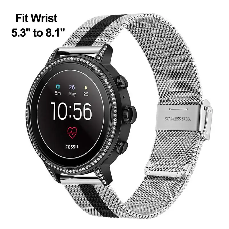 Сетчатый ремешок из нержавеющей стали 18 мм для Fossil women's Gen 4 Venture HR/Gen 3 Q Venture/женские спортивные часы ремешок на запястье