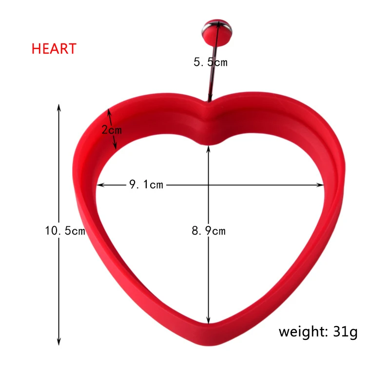 Heart 5 стилей Силиконовое жареное яйцо формирователь жарки яиц форма для блинов форма для омлета кухонный инструмент гаджет-яйцо кольца аксессуары - Цвет: Heart