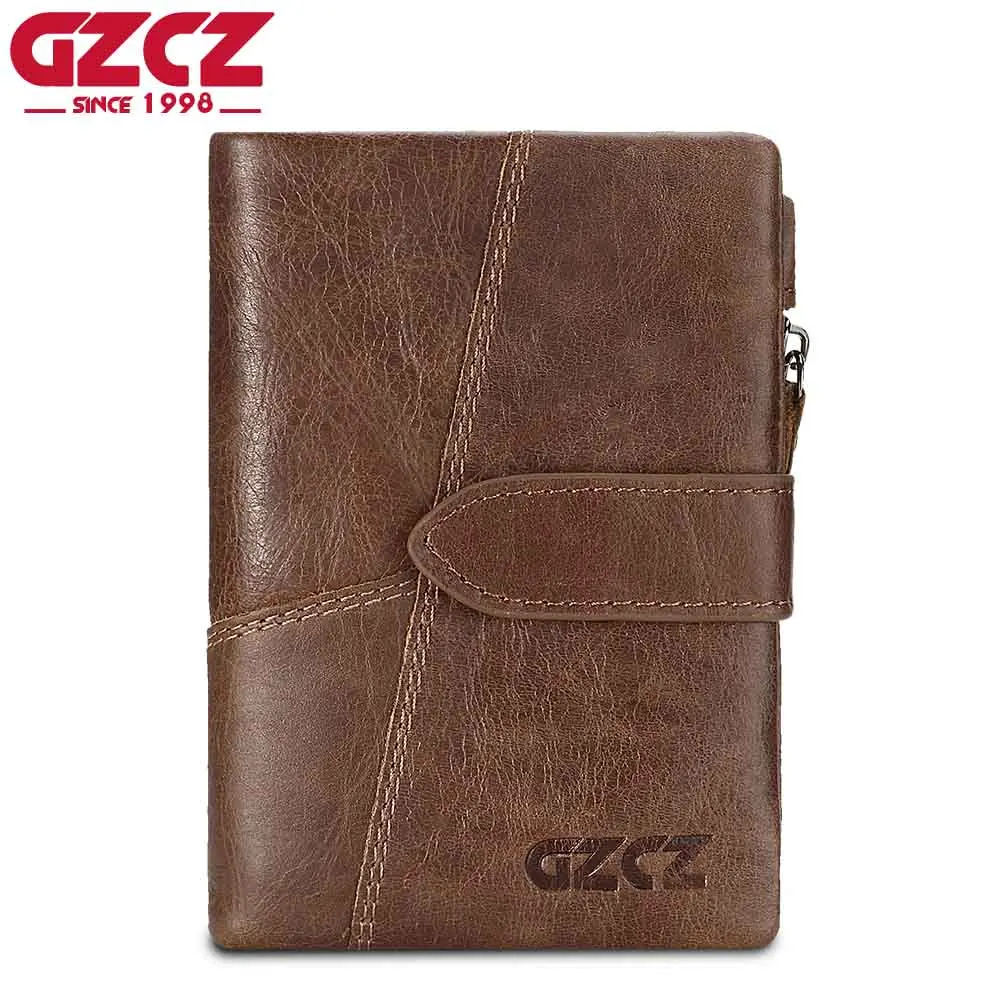 

GZCZ Genuine Leather Men`s Wallet Quality Cowhide Leather Men Short Wallet Women Long Wallet for Fashion Lady Money Clips