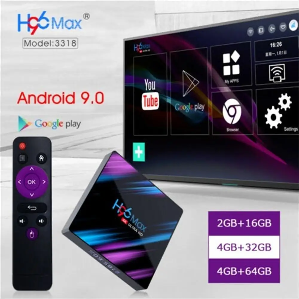 H96MAX Android 9,0 ТВ приставка RK3318 четырехъядерный 64 бит 2,4G/5,8G Wifi BT 4,0 4K HD медиаплеер мини приставка Голосовое управление H96 MAX
