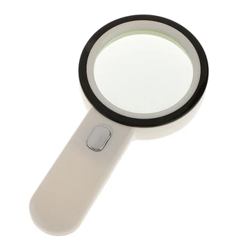 

80mm 12-LED Handheld Lighted Magnifier 10X Magnifying Glass Loupe Reading ABS Glass Lens Home Office Use