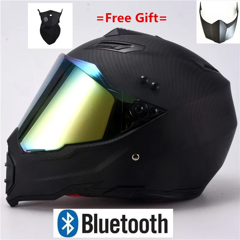 DOT Solid Matt Black Motorcycle Helmet Full Face Scooter Crash Motorbike Safety with bluetooth - Цвет: BT-ABS-matte-color