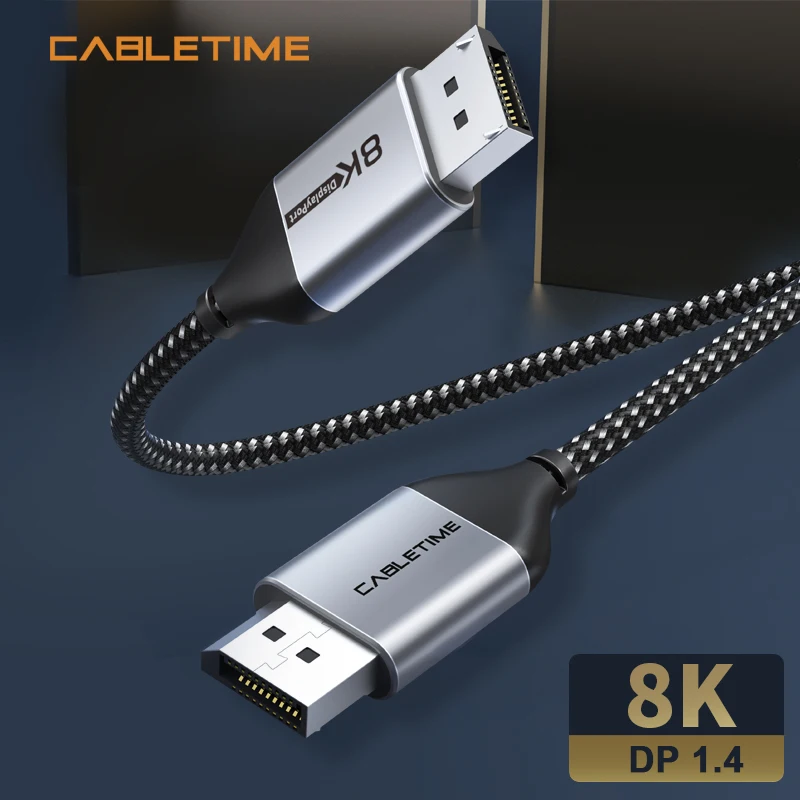 Порт дисплея CABLETIME 1 4 8K кабель 8K/60Hz 4K/144Hz DP аудио Vedio дисплей порт конвертер для ТВ
