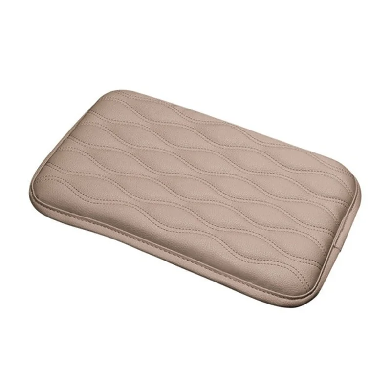 1PC Leahter Soft Comfort Car Armrest Box Pad Mat Cushion Center Console Storage Box Cover - Название цвета: Бежевый