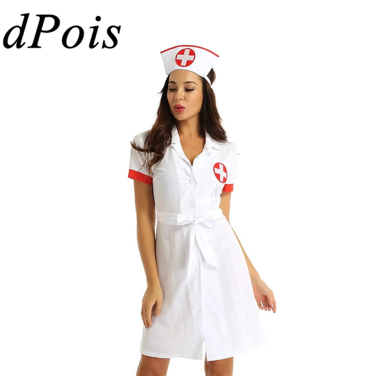 Женская медицинская Униформа доктора медсестры, рабочая одежда, белая лабораторная куртка, больничные костюмы для медсестер с коротким рукавом, нарядная Карнавальная одежда