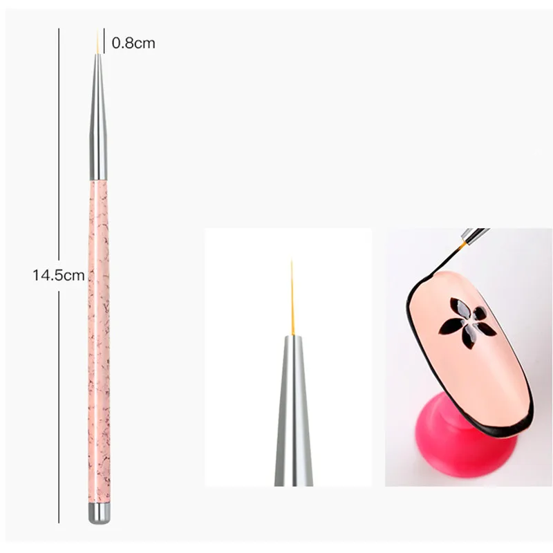 GMMGLT 3pcs Nail Art Liner Brushes, UV Gel Painting Acrylic Nail Design Nylon Brush, Nail Painting Drawing Pens Nail Pens Multifunctional Easy to Use Plastic