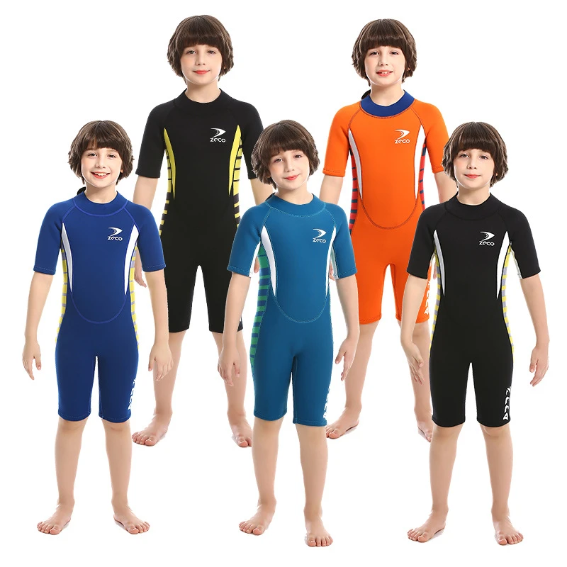 2 5mm Neoprene Wetsuits Kids One Piece Swim Wears Diving Suits Short Sleeves Boys Girls Surfing Children Rash Guards Wetsuit Aliexpress