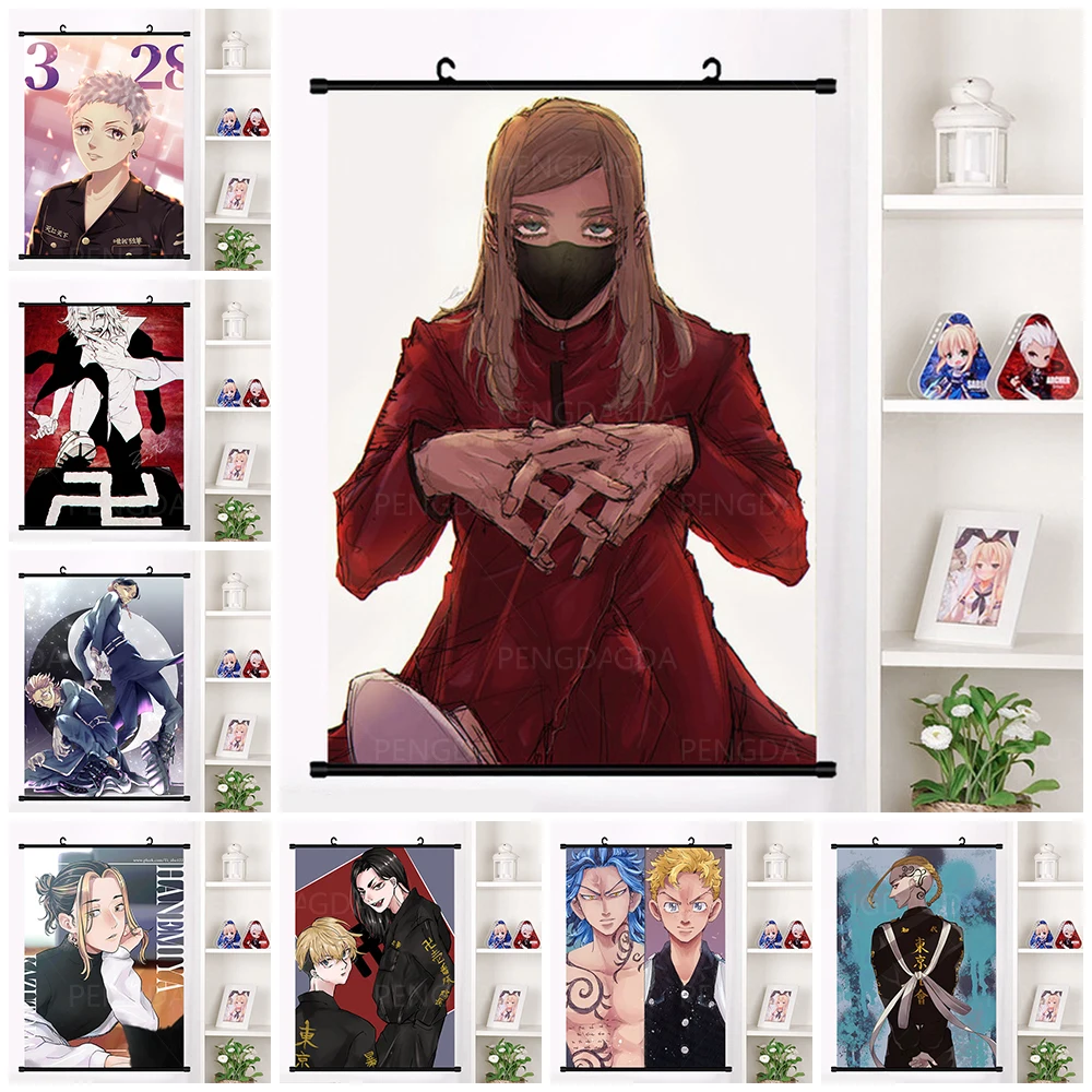 

Декор для дома, спальни, персонажи аниме, холст, японская мультяшная живопись, Пластиковые Висячие свитки, печать, картина, плакат, Настенная картина