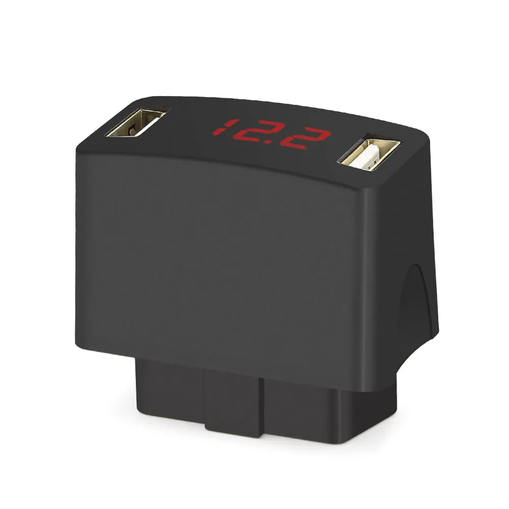OBD OBD2 мини USB Мощность адаптер 16-контактный диагностический разъем OBD бортовой Зарядное устройство светодиодный Напряжение Дисплей автомобиля Зарядное устройство Разъем быстрой зарядки Мощность