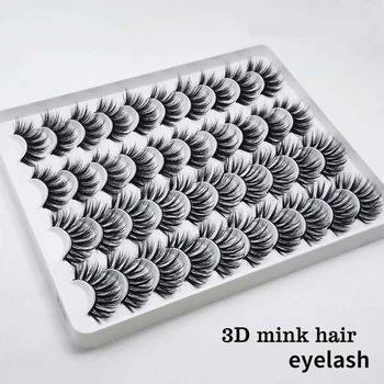 

20Pairs 25mm 3D Mink Hair False Eyelashes Natural/Thick Long Eye Lashes Wispy Makeup Beauty Extension Tools