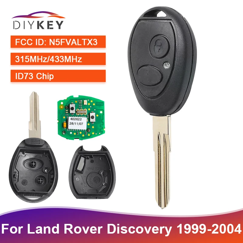 Car Remote Key Car Key Shell Key Shell 2 Buttons For Land Rover Discovery 1999 2000 2001 2002 2003 2004 433MHz 315MHz ID73 Chip 73370847C N5FVALTX3 Key Remote