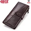 GZCZ Genuine Leather Men Wallet Fashion Coin Purse Man Walet Card Holder Portomonee Long Vallet Clamp For Money Male Clutch ► Photo 1/6