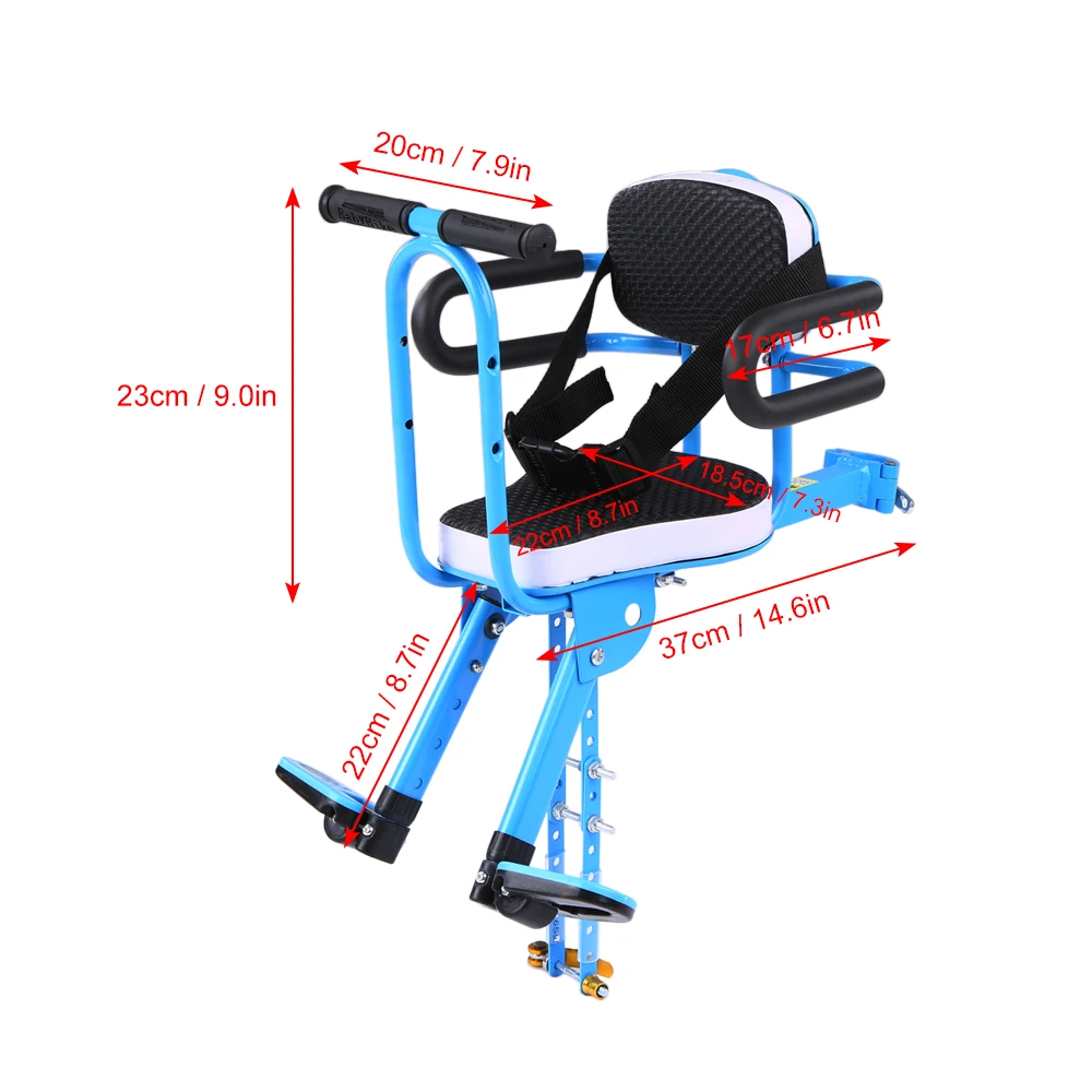 

Hot New Front Mount Child Bicycle Seat Kids Saddle Children Safety Front Seat Saddle Cushion with All-around Handrail for Mounta