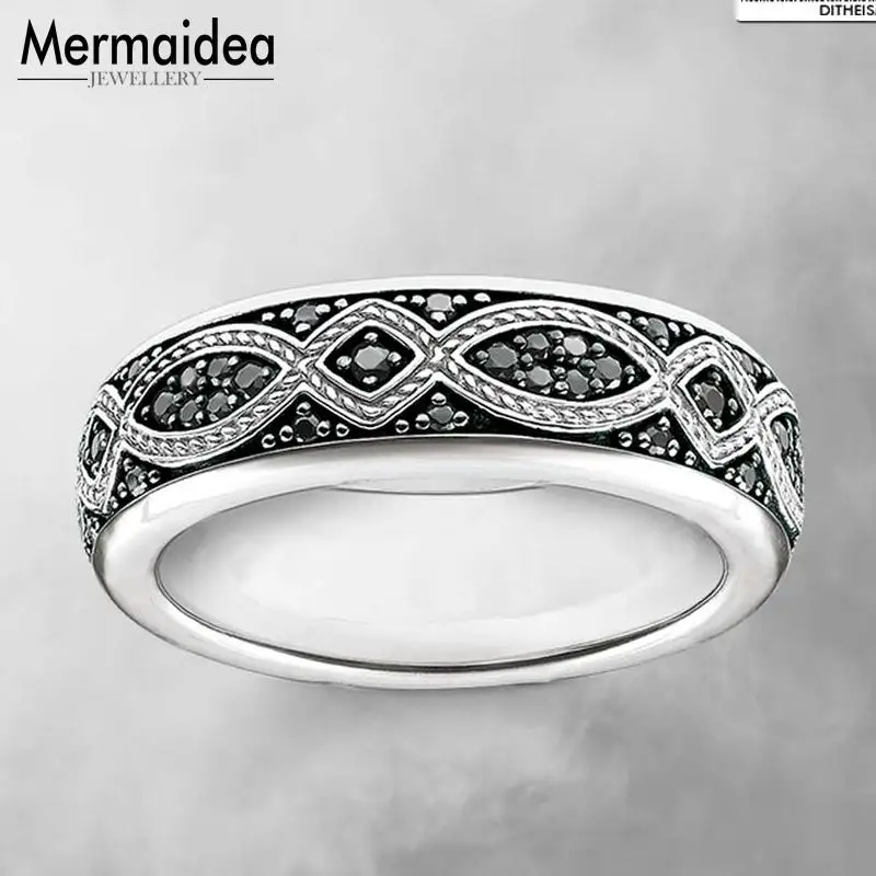 Обручальные кольца Black Love Knot с серебряным покрытием из циркония модные ювелирные